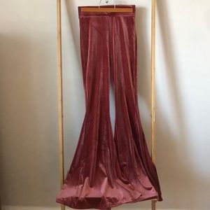 Rose pink velvet bell bottom pants forever 21